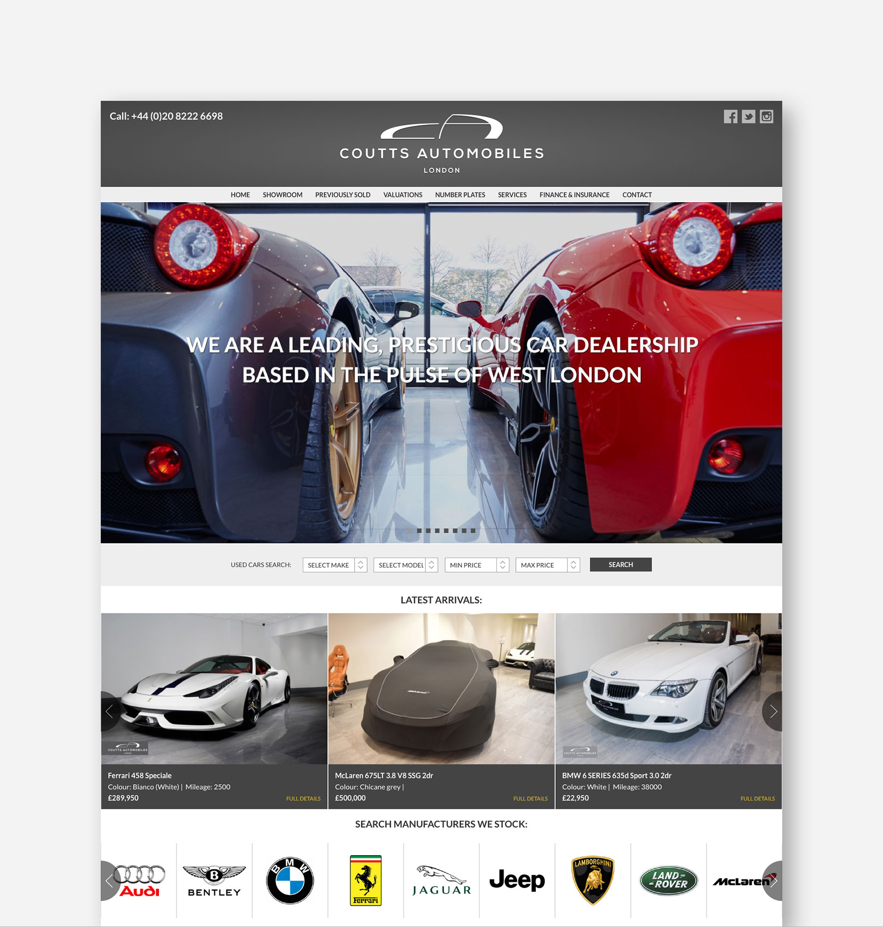 Coutts Automobiles Website Homepage